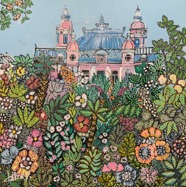 Le Casino de Monaco Schilderij getiteld "Le Casino de Monaco" door Claire Morand, Origineel Kunstwerk, Acryl Gemonteerd op Karton