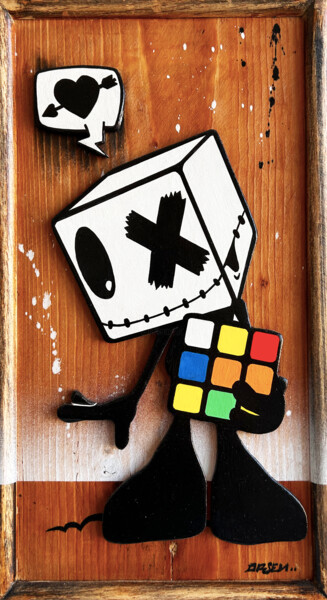 Peinture intitulée "Maître cube" par Arsen, Œuvre d'art originale, Acrylique Monté sur Panneau de bois