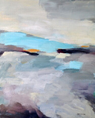 Entre ciel, terre et lagon Peinture intitulée "Entre ciel, terre e…" par Johanne Spinella, Œuvre d'art originale, Acrylique