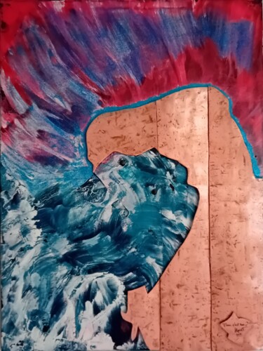 Peinture intitulée "" L'eau c'est han..…" par Riquet Faure, Œuvre d'art originale, Huile Monté sur Châssis en bois
