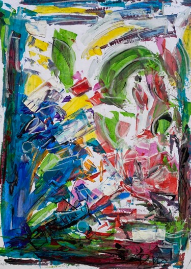Painting titled "En plein été" by Regine Blot, Original Artwork, Acrylic Mounted on Wood Panel