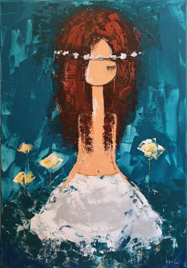Painting titled "La ofrenda" by Eva Hidalgo, Original Artwork, Acrylic Mounted on Wood Stretcher frame