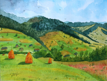 "Hay" Painting titled ""Hay"" by Tetiana Teresh, Original Artwork, Watercolor