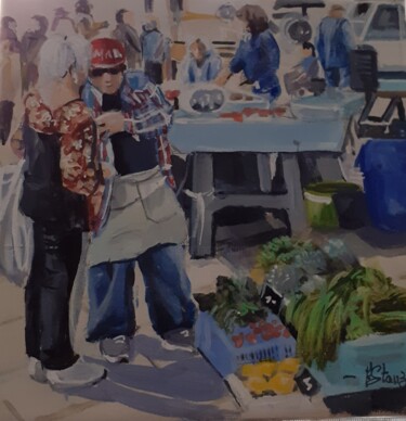 Peinture intitulée "la marchande d'herb…" par Francis Stanzione, Œuvre d'art originale, Acrylique
