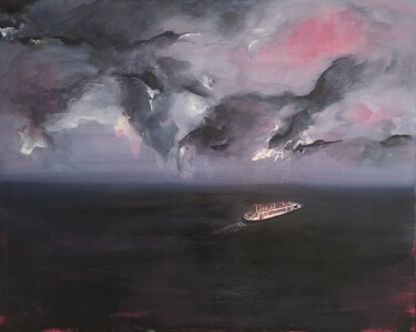 Party boat Peinture intitulée "Party boat" par Adrien Marie-Hardy, Œuvre d'art originale, Huile