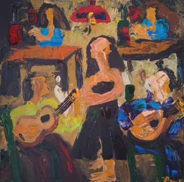 绘画 标题为“Fado in Lisbon III” 由Vitor Pisco, 原创艺术品, 丙烯