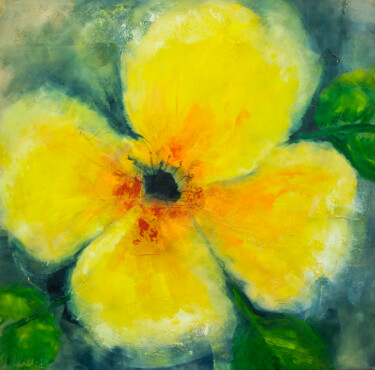 Yellow Flower Painting Contemporary original art 绘画 标题为“Yellow Flower Paint…” 由Lubchik, 原创艺术品, 油 安装在木质担架架上