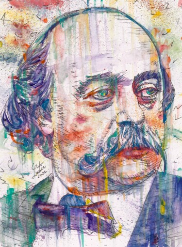 绘画 标题为“GUSTAVE FLAUBERT” 由Lautir, 原创艺术品, 水彩