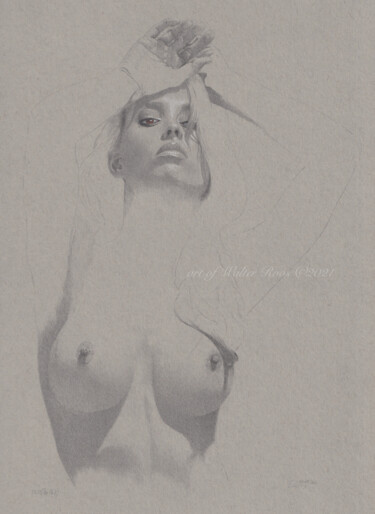 图画 标题为“"Pose Nr. 11 (23:32…” 由Walter Roos, 原创艺术品, 铅笔