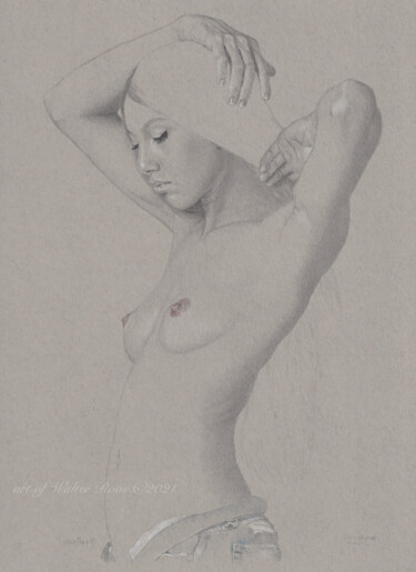 图画 标题为“"Pose Nr. 18 (23:34…” 由Walter Roos, 原创艺术品, 铅笔