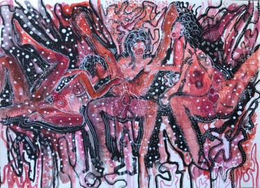 Dispositifs pulsionnels 9 Orgia di primati dell'Homo sapiens 绘画 标题为“Dispositifs pulsion…” 由Romano Valsky, 原创艺术品, 水彩