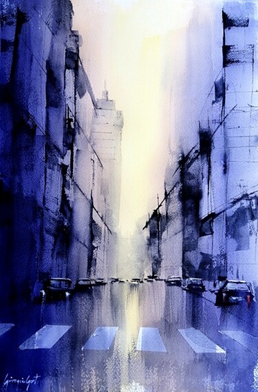 Peinture intitulée "New York New York 12" par Giorgio Gosti, Œuvre d'art originale, Aquarelle