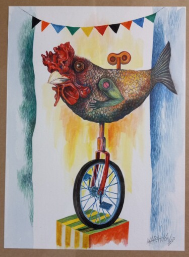Pintura titulada "From the toys serie…" por Orestes Barrios Maranon, Obra de arte original, Acuarela