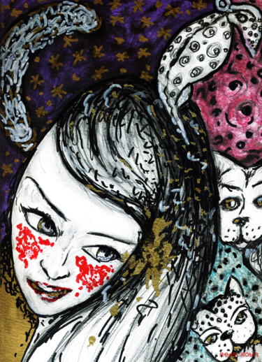 Dessin intitulée "Mirage Lune" par Karine Garelli (Reds Robin), Œuvre d'art originale, Marqueur