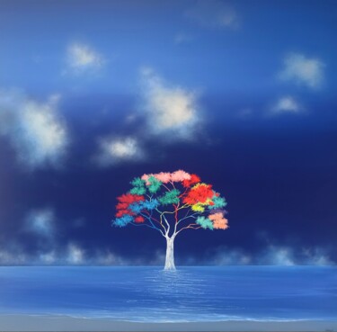 Painting titled "La mer est un rêve" by Alexandra Battezzati, Original Artwork, Acrylic