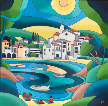 Peinture intitulée "Cadaquès" par Isabelle Gilly, Œuvre d'art originale, Acrylique Monté sur Châssis en bois