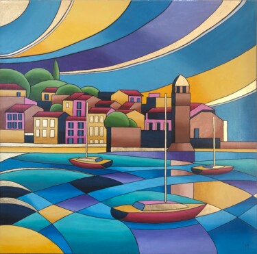 Peinture intitulée "Colioure" par Isabelle Gilly, Œuvre d'art originale, Acrylique Monté sur Châssis en bois