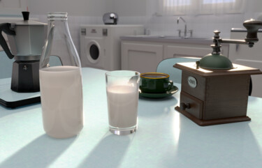 Digital Arts titled "Petit déjeuner des…" by Gilles Corona, Original Artwork, 3D Modeling