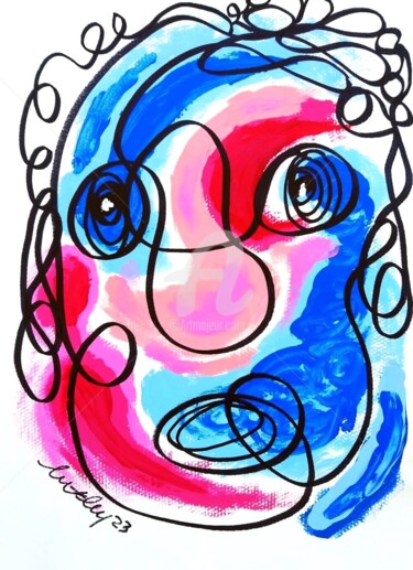 Abstract Faces Series. 5 Painting titled "Abstract Faces Seri…" by Murat Rey, Original Artwork, Acrylic