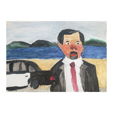 Painting titled "The Car" by Irfan Ajvazi, Original Artwork, Acrylic