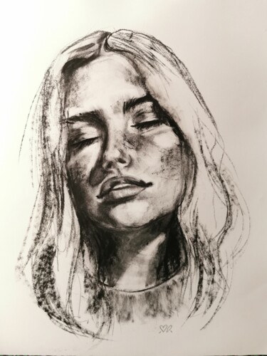 Tekening getiteld "You are beautiful" door Mathilde Reyz, Origineel Kunstwerk, Houtskool