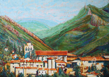 Die, Drôme, Vercors Peinture intitulée "Die, Drôme, Vercors" par Sophie Mathieu, Œuvre d'art originale, Acrylique Monté sur Châssis en bois