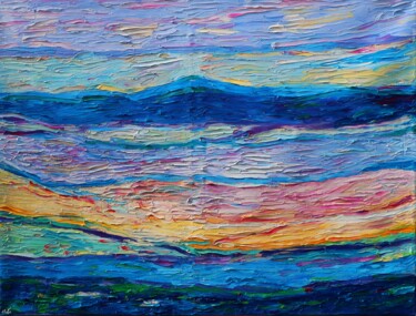 Abstract landscape seascape blue sea impasto paletteknife 94 Ζωγραφική με τίτλο "Abstract landscape…" από Magdalena Walulik, Αυθεντικά έργα τέχνης, Λάδι