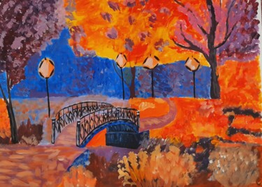 Autumn Park Landscape Painting 绘画 标题为“Autumn Park Landsca…” 由Maryna Yasar, 原创艺术品, 丙烯