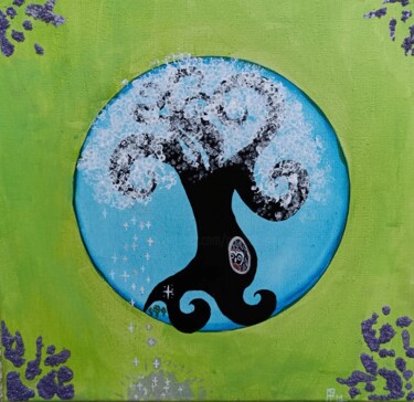 Peinture intitulée "l'arbre à étoiles" par Plm, Œuvre d'art originale, Acrylique