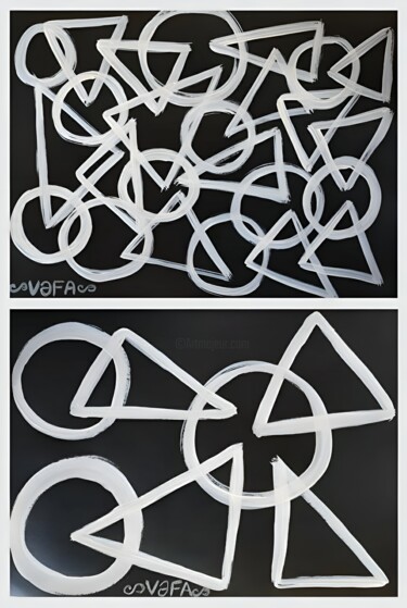 "Circles & Triangles" Diptych 「"Circles & Triangle…」というタイトルの絵画 Vafa Majidliによって, オリジナルのアートワーク, アクリル