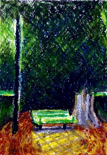 Un endroit sombre et secret en pleine lumiere Peinture intitulée "Un endroit sombre e…" par Slobodan Spasojevic (Spaki), Œuvre d'art originale, Pastel