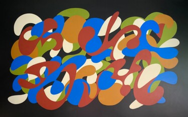 Painting titled "Correnti vibraziona…" by Migdal, Original Artwork, Acrylic Mounted on Wood Stretcher frame