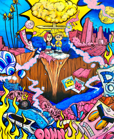 Painting titled "Down" by Chad Carothers (Chad Cantcolor), Original Artwork, Acrylic