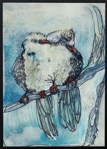 Painting titled "snowy" by Merve Gürlek, Original Artwork, Oil