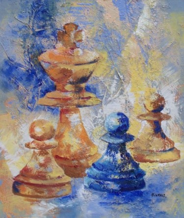 Peinture intitulée "un bleu... l'intrus…" par Anne-Frédérique Ferret, Œuvre d'art originale, Huile