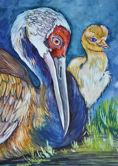 mum Painting titled "mum" by Merve Gürlek, Original Artwork, Watercolor