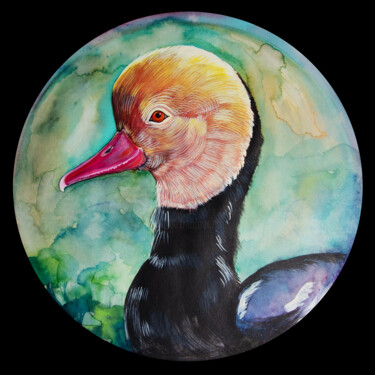 merve gurlek bird portrait series - duck portrait Painting titled "merve gurlek bird p…" by Merve Gürlek, Original Artwork, Watercolor
