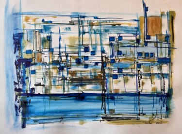 Dessin intitulée "Porta azul" par Hartiste, Œuvre d'art originale, Pigments
