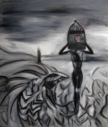 Who is the Dragon? Pittura intitolato "Who is the Dragon?" da Oksana Budnichenko, Opera d'arte originale, Olio