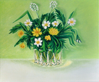 Spring fresh in glass "Spring fresh in gla…" başlıklı Tablo Oksana Kulik tarafından, Orijinal sanat, Petrol Ahşap Sedye çerçevesi üzerine monte ed…