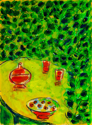 Peinture intitulée "Café de la Paix" par Jean Mirre, Œuvre d'art originale, Huile