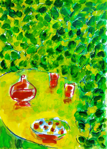 Painting titled "Café de la Paix" by Jean Mirre, Original Artwork, Oil