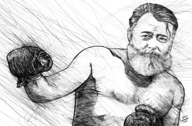 ERNEST HEMINGWAY pencil portrait Dibujo titulada "ERNEST HEMINGWAY p…" por Lautir, Obra de arte original, Lápiz