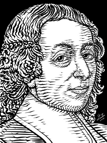 Drawing titled "BLAISE PASCAL" by Lautir, Original Artwork, Ink