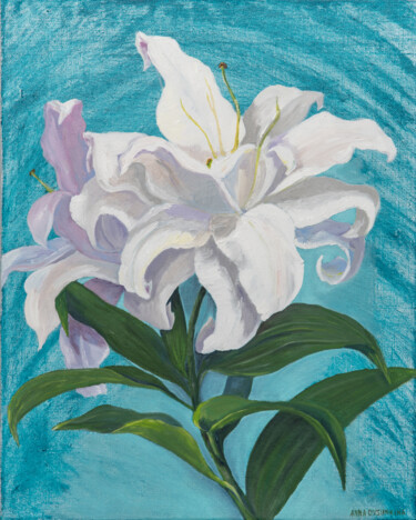 Peinture intitulée "Lilies" par Anna Ovsiankina, Œuvre d'art originale, Huile