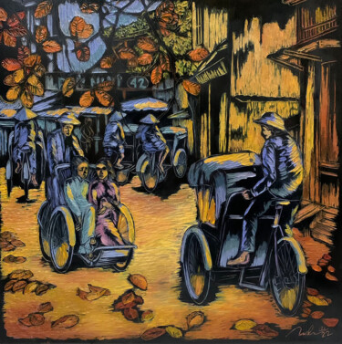 Painting titled "Autumn remembers" by Nga Tran, Original Artwork, Oil