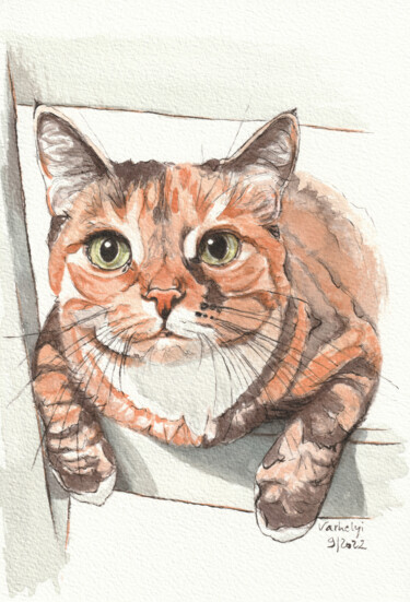 Freitagskatze #55 Rita Drawing titled "Freitagskatze #55 R…" by Lilla Varhelyi, Original Artwork, Ink