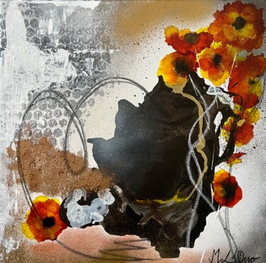 Schilderij getiteld "Flowering branch" door Marie-Laure D'Orso, Origineel Kunstwerk, Acryl Gemonteerd op Frame voor houten b…