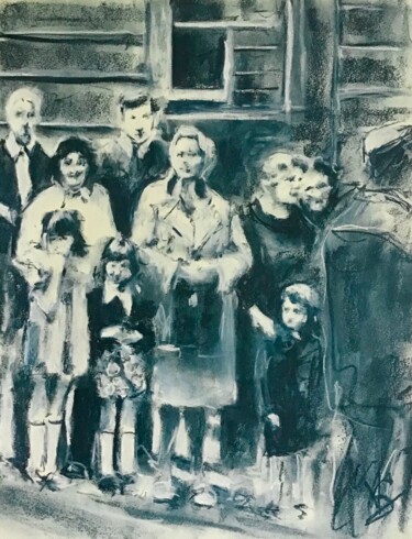 "Waiting for the Que…" başlıklı Resim Victoria General tarafından, Orijinal sanat, Pastel