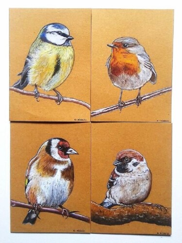 Cartes d'art sur les oiseaux Drawing titled "Cartes d'art sur le…" by Sabrina Riggio, Original Artwork, Pencil